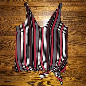 Dynamite chiffon striped tank top with tie bottom